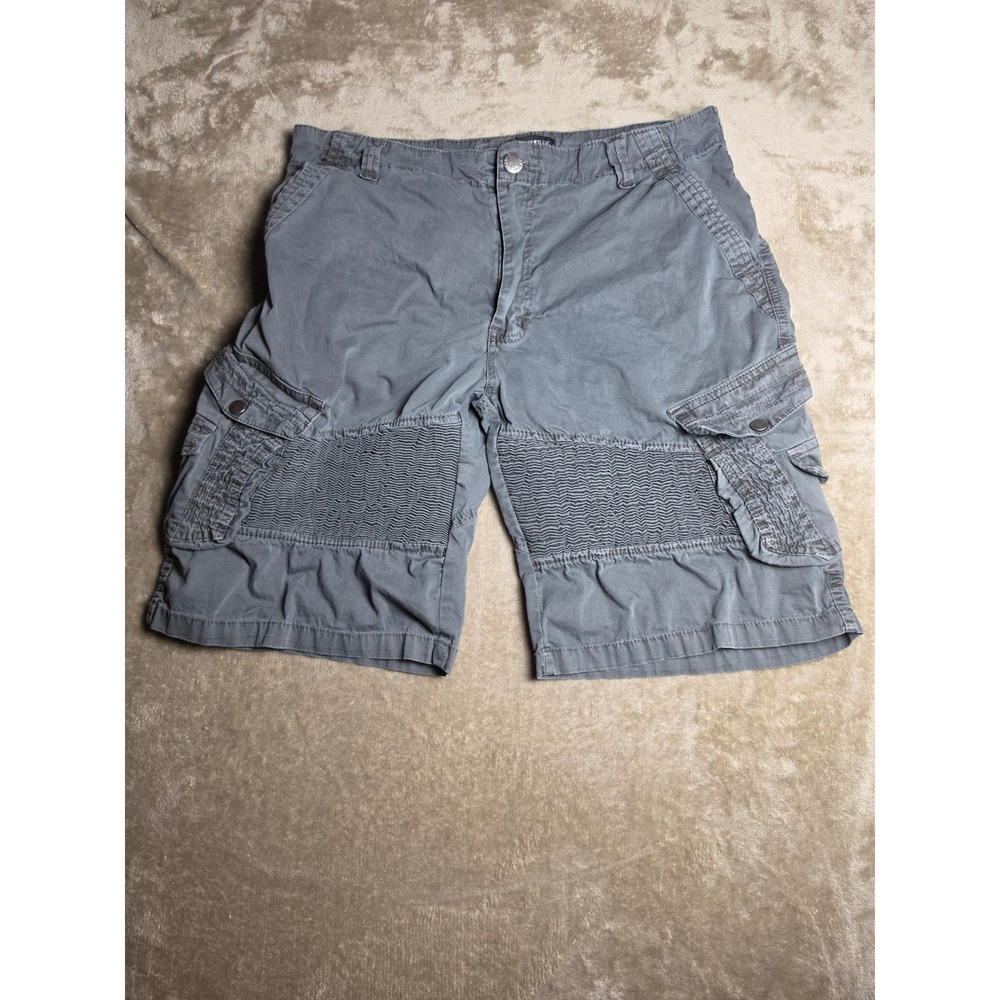 Modern Culture Mens Gray Moto Cargo Shorts Size 36 Cotton Ribbed Panel Utility